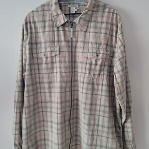 Carbon2Cobalt Men's Corduroy Cotton Classic Plaid Zip-Up Shirt Jacket EUC SZ XL